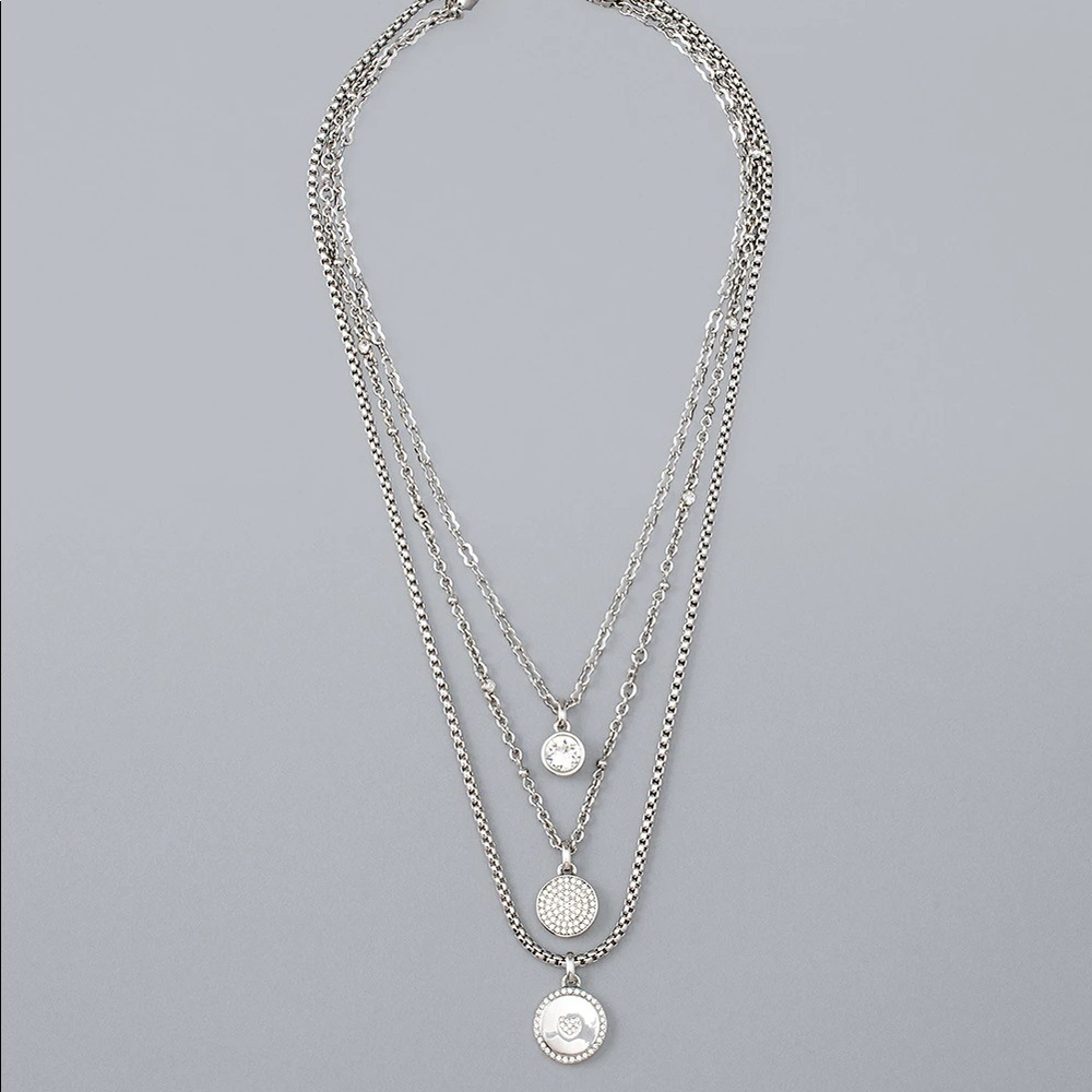 SILVERTONE CONVERTIBLE MULTI-ROW NECKLACE
